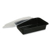 Microwavable Food Container With Lid, Rectangular, 24 Oz, 7.48 x 5.03 x 2.48, Black/Clear, Plastic, 150/Carton
