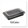 Microwavable Food Container With Lid, Rectangular, 32 Oz, 8.81 x 6.02 x 2.24, Black/Clear, Plastic, 150/Carton
