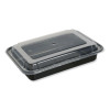 Microwavable Food Container With Lid, Rectangular, 32 Oz, 8.81 x 6.02 x 2.24, Black/Clear, Plastic, 150/Carton