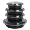 Microwavable Food Container With Lid, Round, 24 Oz, 7.28 x 7.28 x 1.96, Black/Clear, Plastic, 150/Carton