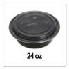 Microwavable Food Container With Lid, Round, 24 Oz, 7.28 x 7.28 x 1.96, Black/Clear, Plastic, 150/Carton