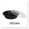 Microwavable Food Container With Lid, Round, 24 Oz, 7.28 x 7.28 x 1.96, Black/Clear, Plastic, 150/Carton