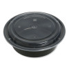 Microwavable Food Container With Lid, Round, 32 Oz, 7.28 x 7.28 x 2.55, Black/Clear, Plastic, 150/Carton