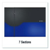 Seven-Pocket Poly Expanding File, 1" Expansion, 7 Sections, Elastic Cord Closure, 1/6-Cut Tabs, Letter Size, Blue