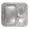 Aluminum Oblong Container With Lid, 3 Compartments, 24 Oz, 8.5 x 6.38 x 1.47, Silver, 250/Carton