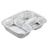 Aluminum Oblong Container With Lid, 3 Compartments, 24 Oz, 8.5 x 6.38 x 1.47, Silver, 250/Carton