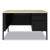 Teachers Pedestal Desks, One Right-Hand Pedestal: Box/File Drawers, 48" x 30" x 29.5", Maple/Black