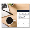 Recycled Academic Desk Pad Calendar, 22 x 17, White/Blue Sheets, Blue Binding/Corners, 14-Month: July 2025 To Aug 2026