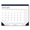 Recycled Two-Color Monthly Desk Pad Calendar With Notes Section, 22 x 17, Blue Binding/Corners, 12-Month (Jan-Dec): 2026