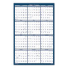 Recycled Poster Style Reversible/Erasable Yearly Wall Calendar, 24 x 37, White/Blue/Gray Sheets, 12-Month (Jan To Dec): 2026