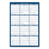 Recycled Poster Style Reversible/Erasable Yearly Wall Calendar, 32 x 48, White/Blue/Gray Sheets, 12-Month (Jan To Dec): 2026