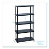 Rough n Ready Open Storage System, Five-Shelf, Blow-Molded Hdpe, 36w x 18d x 74h, Black