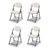 Rough n Ready Commercial Folding Chair, Supports Up To 350Lb, 18" Seat Height, Platinum Granite Seat/Back, Black Base, 4/Pack