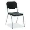 Rough n Ready Stack Chair, Supports Up To 500 Lb, 17.5" Seat Height, Black Seat, Black Back, Silver Base, 4/Carton