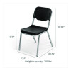 Rough n Ready Stack Chair, Supports Up To 500 Lb, 17.5" Seat Height, Black Seat, Black Back, Silver Base, 4/Carton