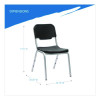 Rough n Ready Stack Chair, Supports Up To 500 Lb, 17.5" Seat Height, Black Seat, Black Back, Silver Base, 4/Carton