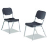 Rough n Ready Stack Chair, Supports Up To 500 Lb, 17.5" Seat Height, Charcoal Seat, Charcoal Back, Silver Base, 4/Carton
