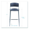Cafeworks Stool, Supports Up To 225 Lb, 30" Seat Height, Graphite Seat, Graphite Back, Silver Base