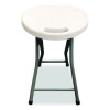 Rough n Ready Folding Stool, Backless, Supports Up To 300 Lb, 18" Seat Height, White Seat, Charcoal Base, 4/Carton