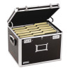 Locking File Chest With Adjustable File Rails, Letter/Legal Files, 17.5" x 14" x 12.5", Black