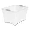Stack And Pull Latching Flat Lid Storage Box, 13.5 Gal, 22" x 16.5" x 13.03", Clear