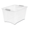 Stack And Pull Latching Flat Lid Storage Box, 13.5 Gal, 22" x 16.5" x 13.03", Clear