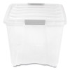 Stack And Pull Latching Flat Lid Storage Box, 13.5 Gal, 22" x 16.5" x 13.03", Clear