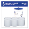 Critical Clean Wipers For Bleach, Disinfectants, Sanitizers Wettask Customizable Wet Wiping System, w/Bucket,140/Roll, 6/Ct