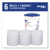Critical Clean Wipers For Bleach, Disinfectants, Sanitizers Wettask Customizable Wet Wiping System, w/Bucket,140/Roll, 6/Ct