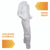 A40 Zipper Front Liquid And Particle Protection Coveralls, 3X-Large, White, 25/Carton