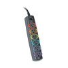 Smartsockets Color-Coded Strip Surge Protector, 6 Ac Outlets, 6 Ft Cord, 670 J, Gray