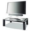 Wide Deluxe Two-Level Monitor Stand, 20" X 13.25" X 3" To 6.5", Black, Supports 50 Lbs