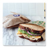 Xl Sandwich Bag With Resealable Stickers, 7.1" x 2" x 9.1", Black Stripes/Natural Kraft, 50/Box