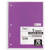 Spiral Notebook, One-Subject, Medium/College Rule, Randomly Assorted Cover Color, (70) 10.5 x 7.5 Sheets