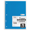 Spiral Notebook, One-Subject, Medium/College Rule, Randomly Assorted Cover Color, (70) 10.5 x 7.5 Sheets