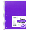 Spiral Notebook, 1-Subject, Wide/Legal Rule, Randomly Assorted Cover Color, (100) 10.5 x 7.5 Sheets