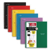 Wirebound Notebook, 1-Subject, Wide/Legal Rule, Assorted Cover Colors, (100) 10.5 x 8 Sheets, 6/Pack