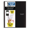 Wirebound Notebook, 1-Subject, Medium/College Rule, Black Cover, (100) 11 x 8.5 Sheets