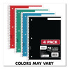 Spiral Notebook, 1-Subject, Wide/Legal Rule, Randomly Assorted Cover Colors, (70) 10.5 x 8 Sheets, 4/Pack