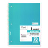Spiral Notebook, 1-Subject, Wide/Legal Rule, Randomly Assorted Cover Colors, (70) 10.5 x 8 Sheets, 4/Pack