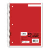 Spiral Notebook, 1-Subject, Wide/Legal Rule, Randomly Assorted Cover Colors, (70) 10.5 x 8 Sheets, 4/Pack