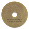 Clean And Shine Pad, 13" Diameter, Brown/Yellow, 5/Carton