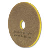 Clean And Shine Pad, 12" Diameter, Brown/Yellow, 5/Carton