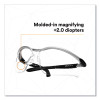 Bx Molded-In Diopter Safety Glasses, 2.0+ Diopter Strength, Silver/Black Frame, Clear Lens