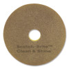 Clean And Shine Pad, 15" Diameter, Brown/Yellow, 5/Carton
