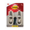 Adhesive Mount Metal Hook, Large, Brushed Nickel Finish, 5 Lb Capacity, 2 Hooks And 4 Strips/Pack