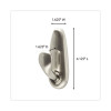 Adhesive Mount Metal Hook, Large, Brushed Nickel Finish, 5 Lb Capacity, 2 Hooks And 4 Strips/Pack