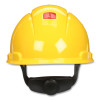 Securefit H-700 Series Hard Hat With Uvicator, Vented, Front Brim, 4-Point Pressure Diffusion, One Size Fits Most, Yellow