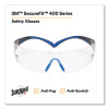 Securefit 400 Protective Eyewear, Frameless, Black/Blue Arms, Clear Single Lens