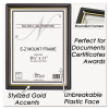 Ez Mount Document Frame With Trim Accent And Plastic Face, Plastic, 8.5 X 11 Insert, Black/Gold